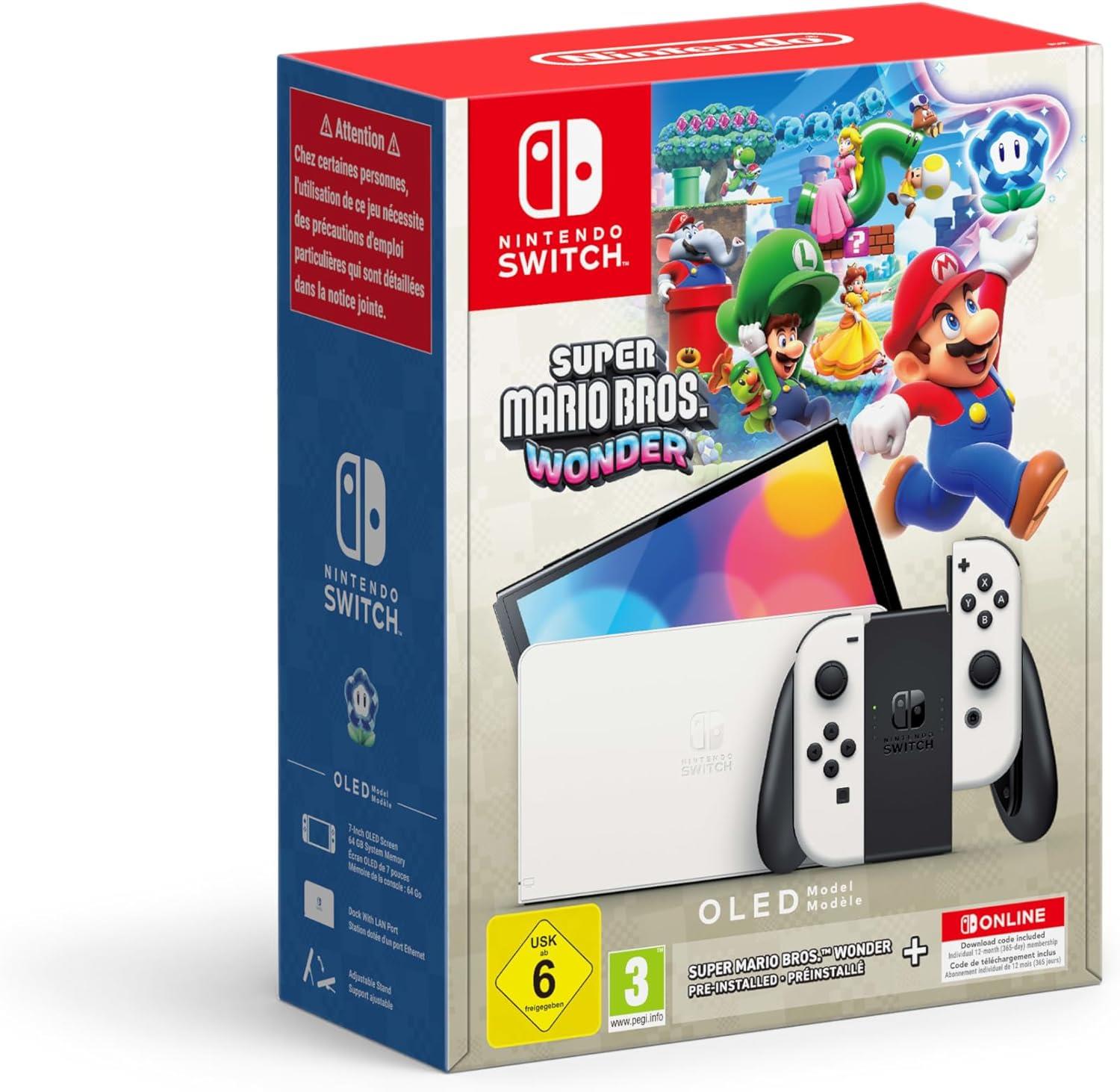 NINTENDO CONSOLE NINTENDO SWITCH OLED WHITE + MARIO WONDER + 12M